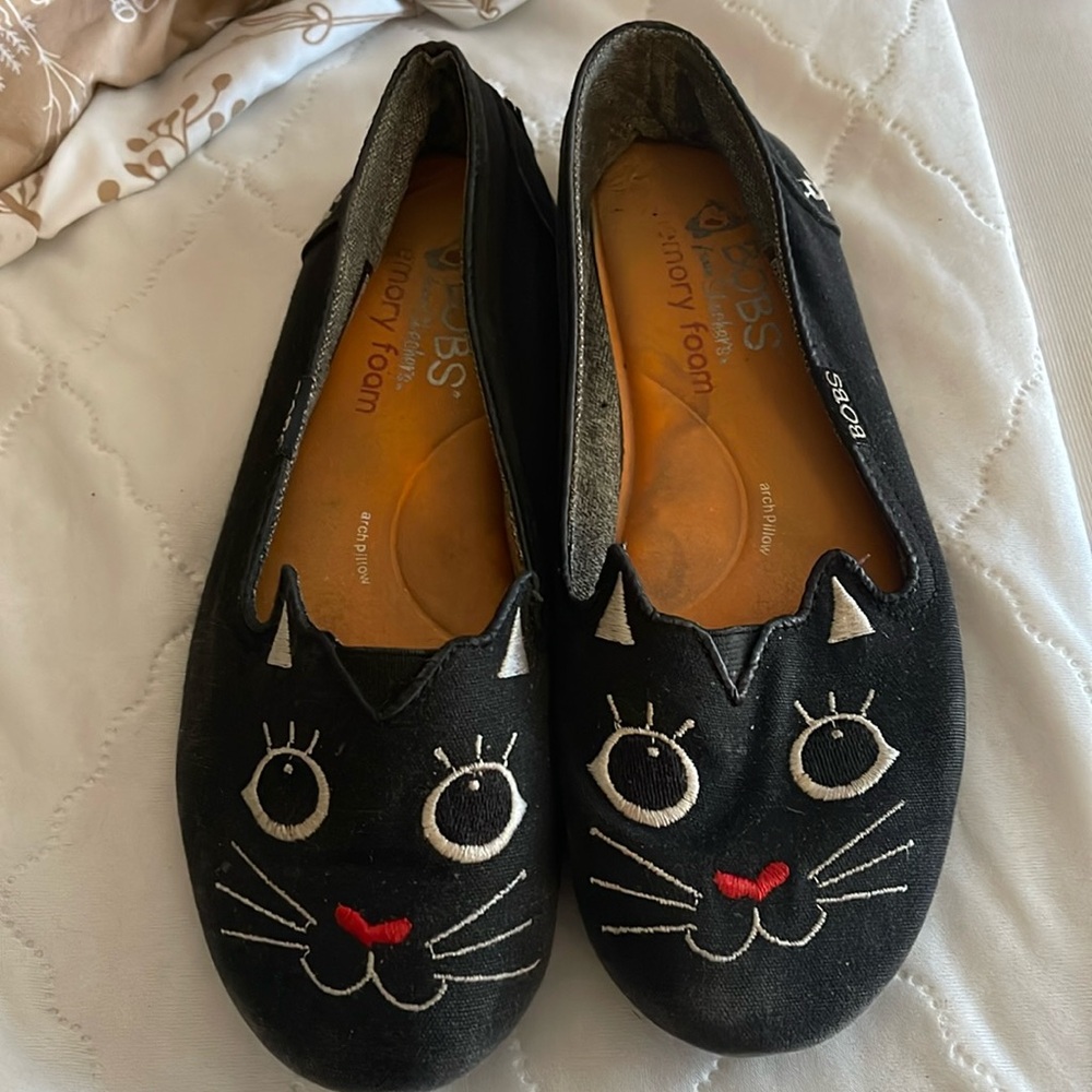 BOBS Cattitude women’s flats sz 6 black with cat ears